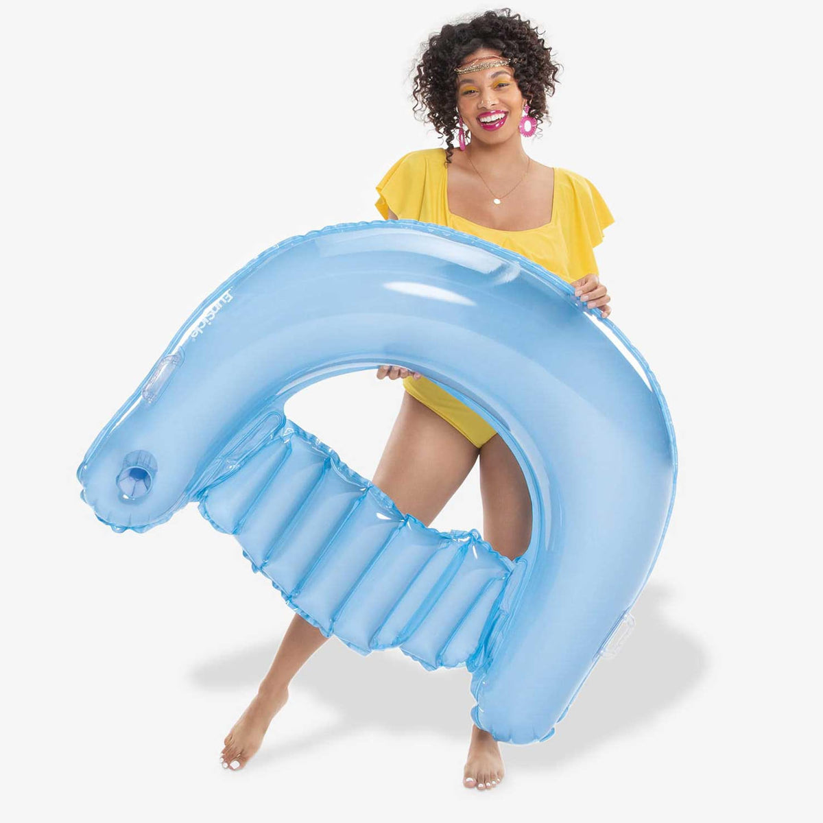 4ft Inflatable Lounge Pool Float with Backrest, Armrests & Cup Holder M52034