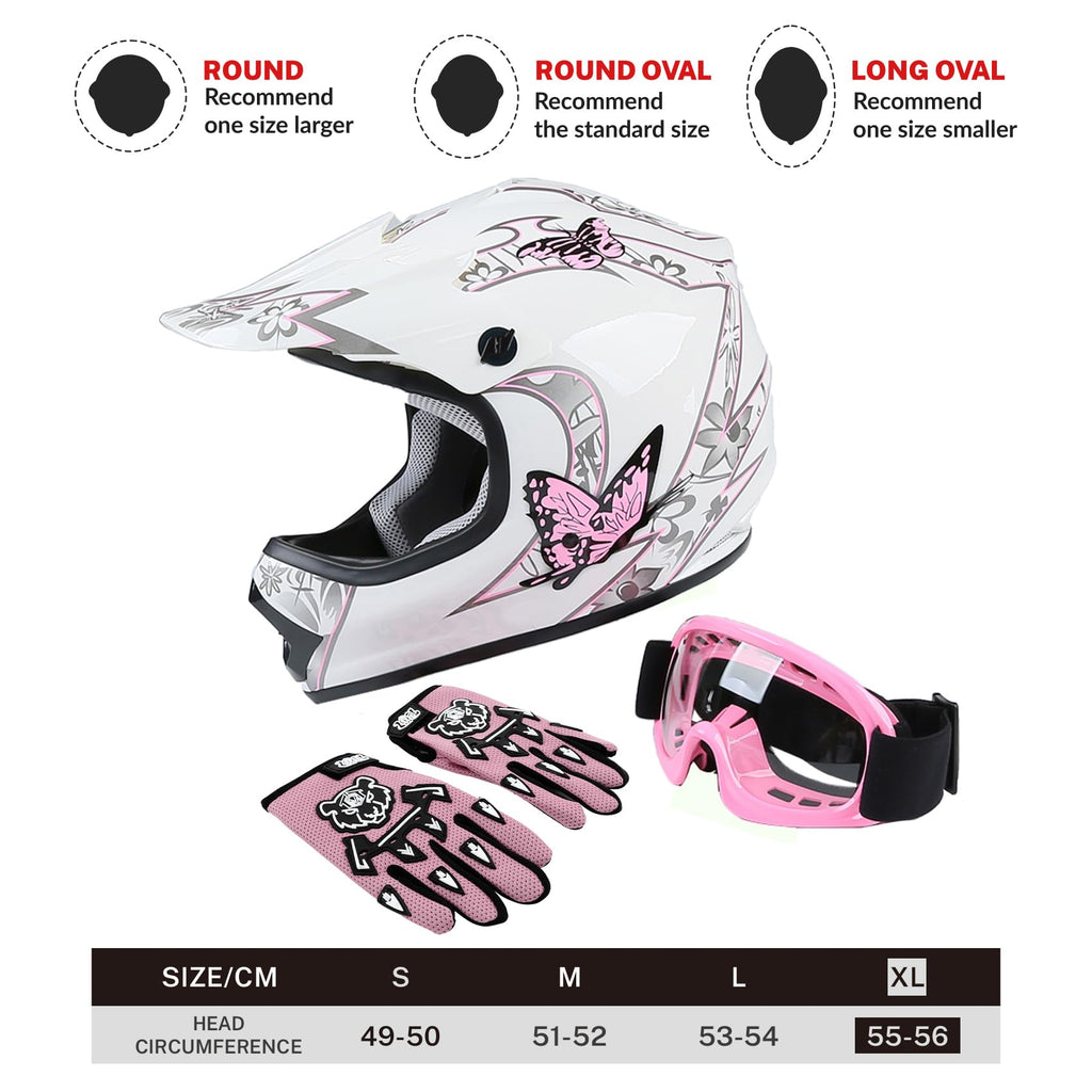 Youth Kids DOT Approved Motocross Helmet with Goggles and Gloves J1719