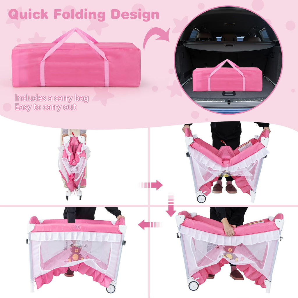 4-in-1 Baby Playard with Bassinet, Changing Table and Carry Bag Z8724