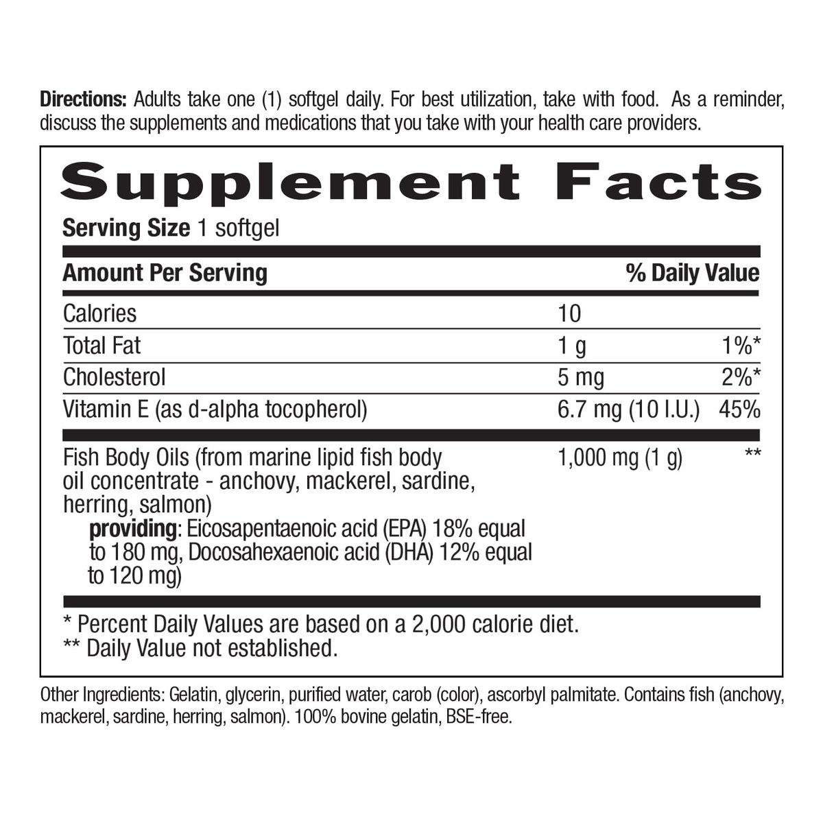 Omega-3 Fish Oil 1,000 mg 300 Softgels J33788