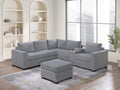 Light Gray Corduroy Upholstered Sectional Sofa Set H4395