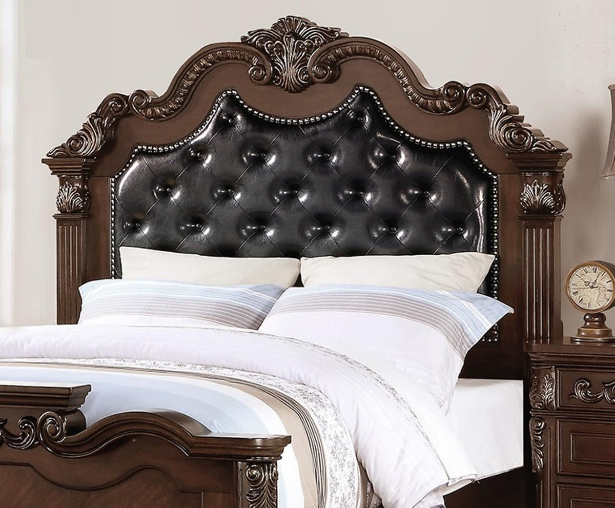 King Size Faux Leather Tufted Headboard Bed A865