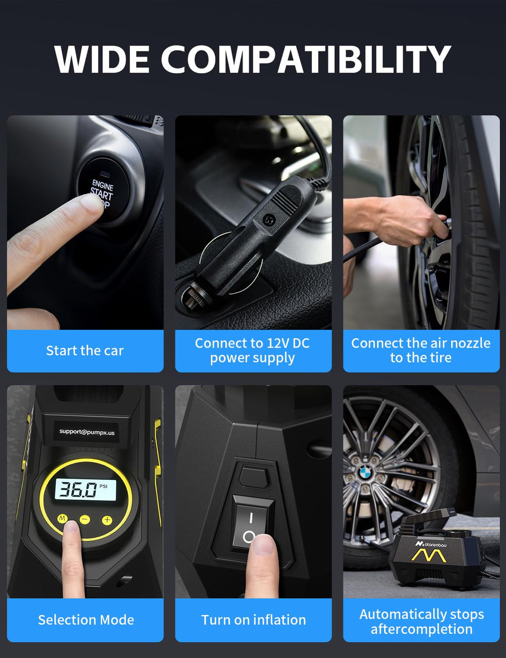 Portable Air Compressor 150PSI 12V DC with Digital Pressure Gauge and LED Light I63754