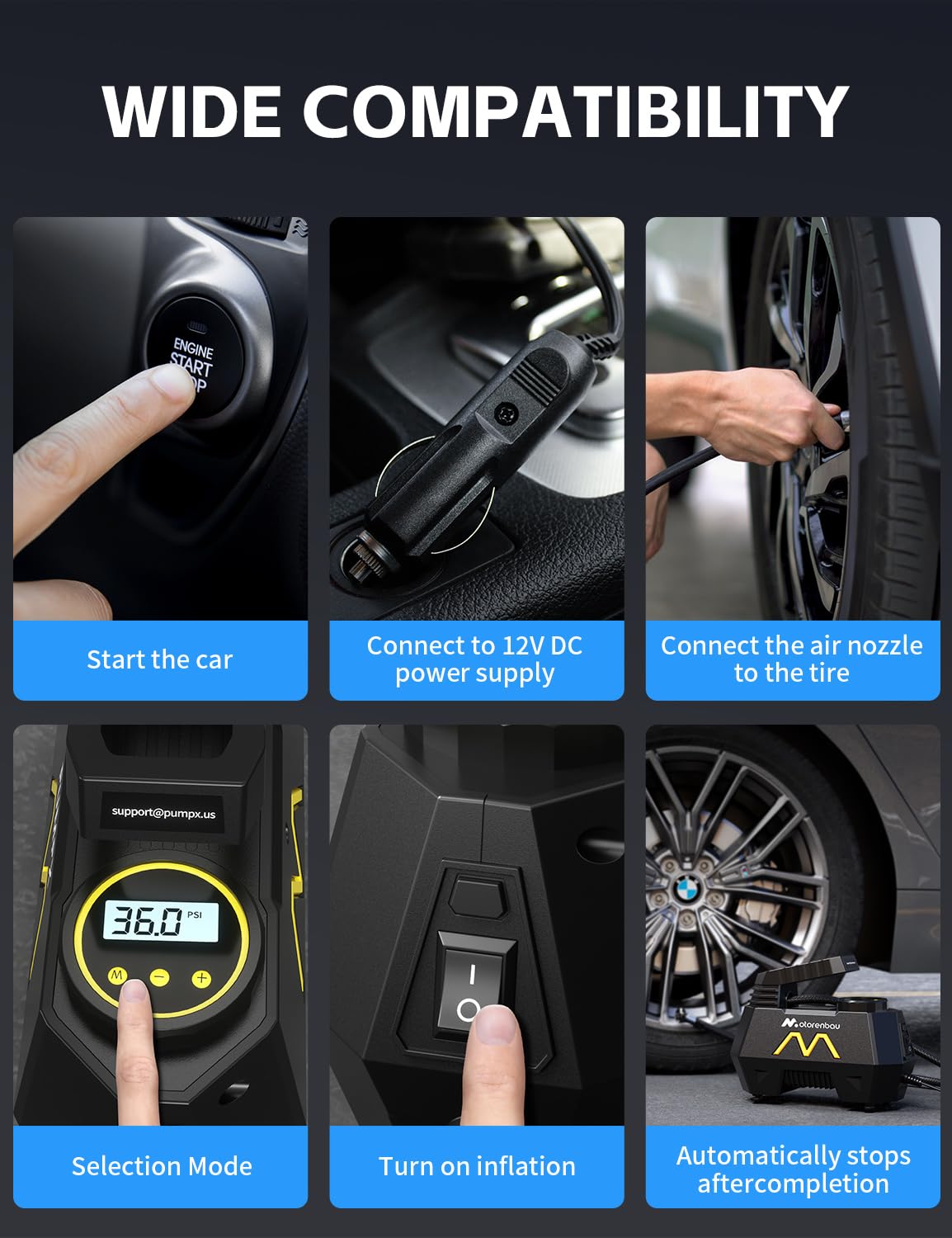 Portable Air Compressor 150PSI 12V DC with Digital Pressure Gauge and LED Light I63754