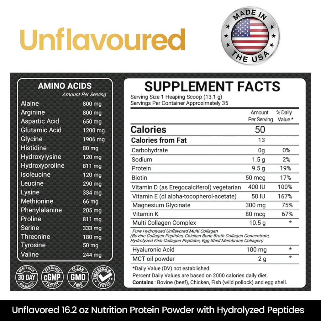 Multi Collagen Protein Powder 16.2 oz Pack of 6 Unflavored L8458