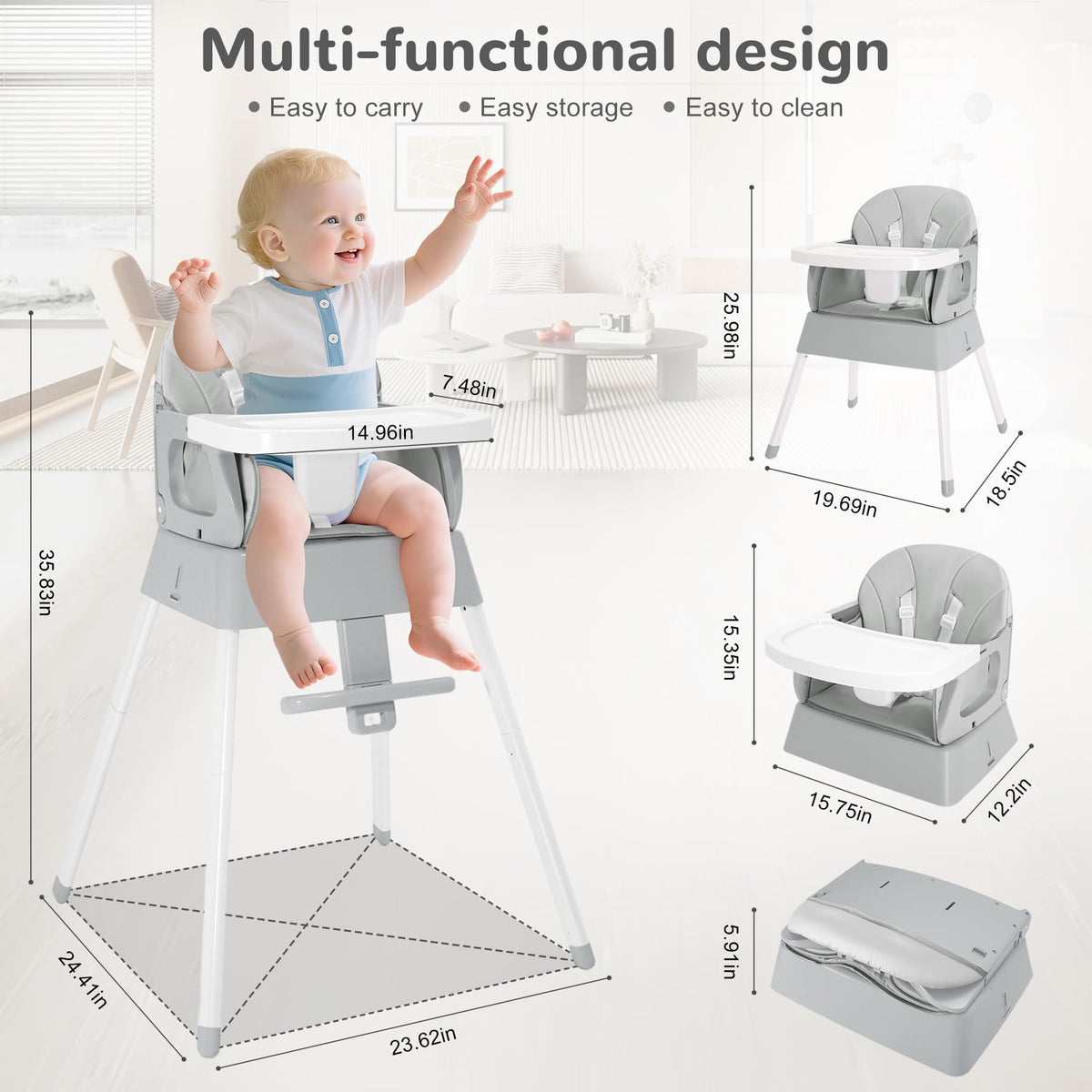 4 in 1 Portable Convertible High Chair A678977