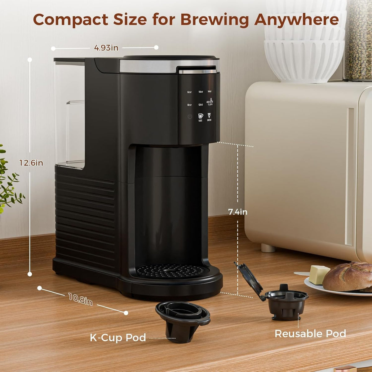 Single Serve 2 in 1 Coffee Maker with 40oz Removable Water Reservoir H456707
