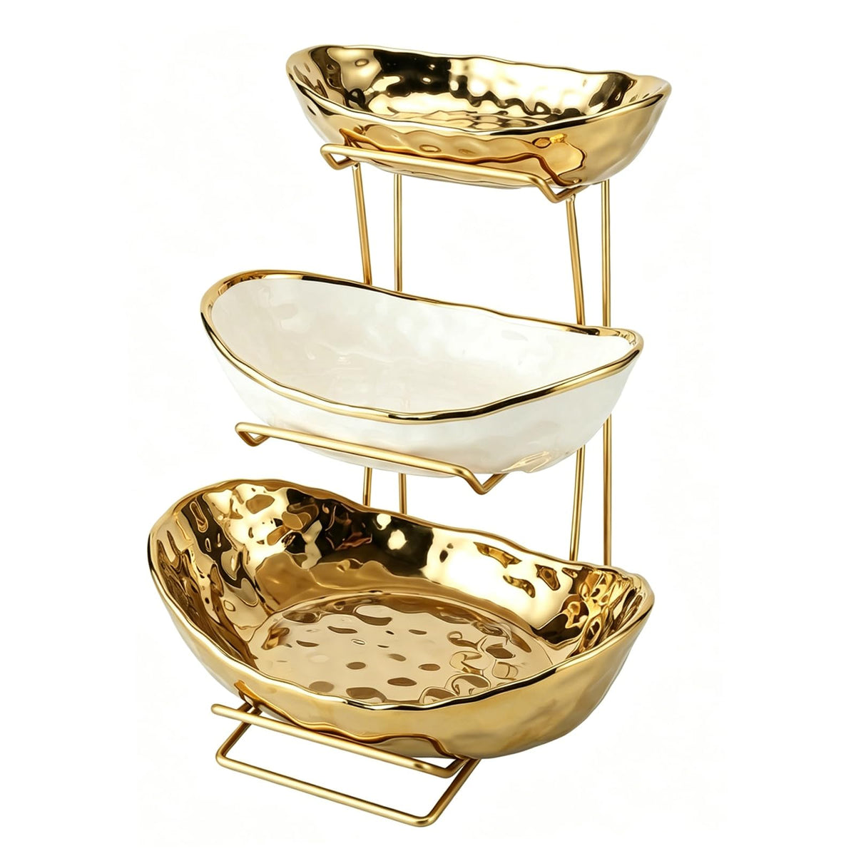 3 Tier Ceramic Fruit Bowl with Metal Rack H757668
