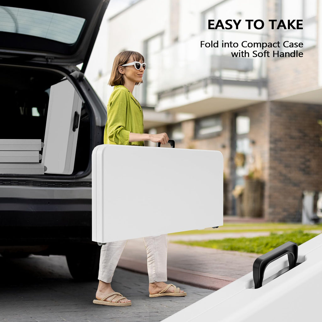 White Bi-Folding Portable Plastic Table E88746
