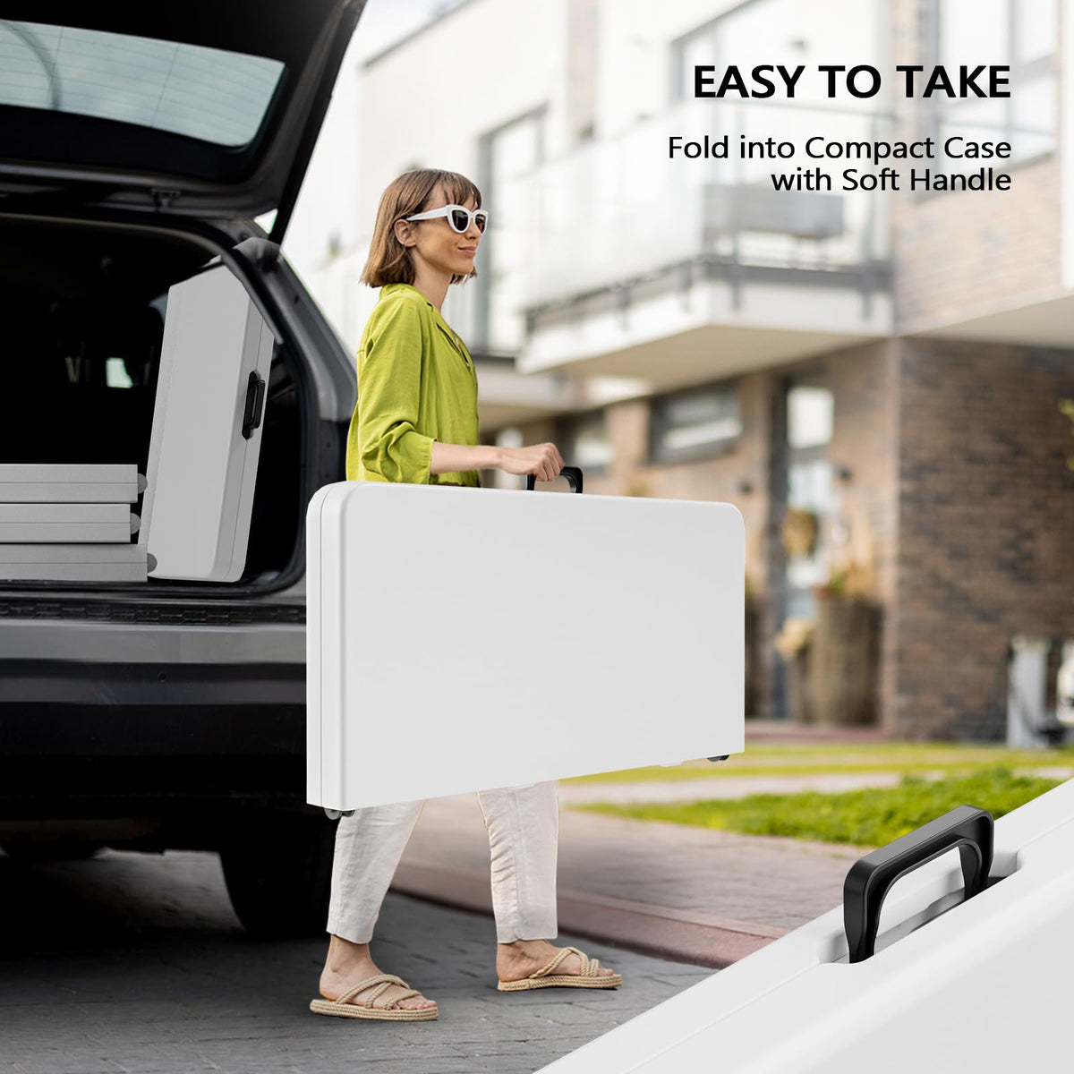 White Bi-Folding Portable Plastic Table E88746