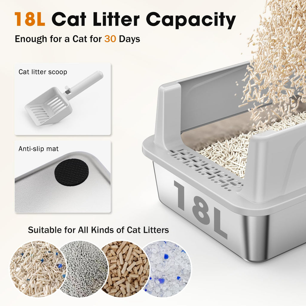 Stainless Steel Litter Box with Lid W74536