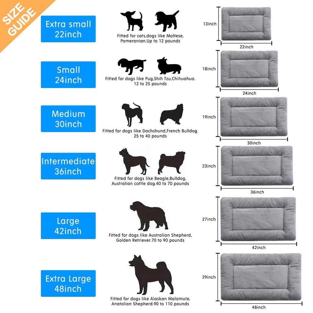 Washable Dog Crate Pad 36-Inch Gray O8577