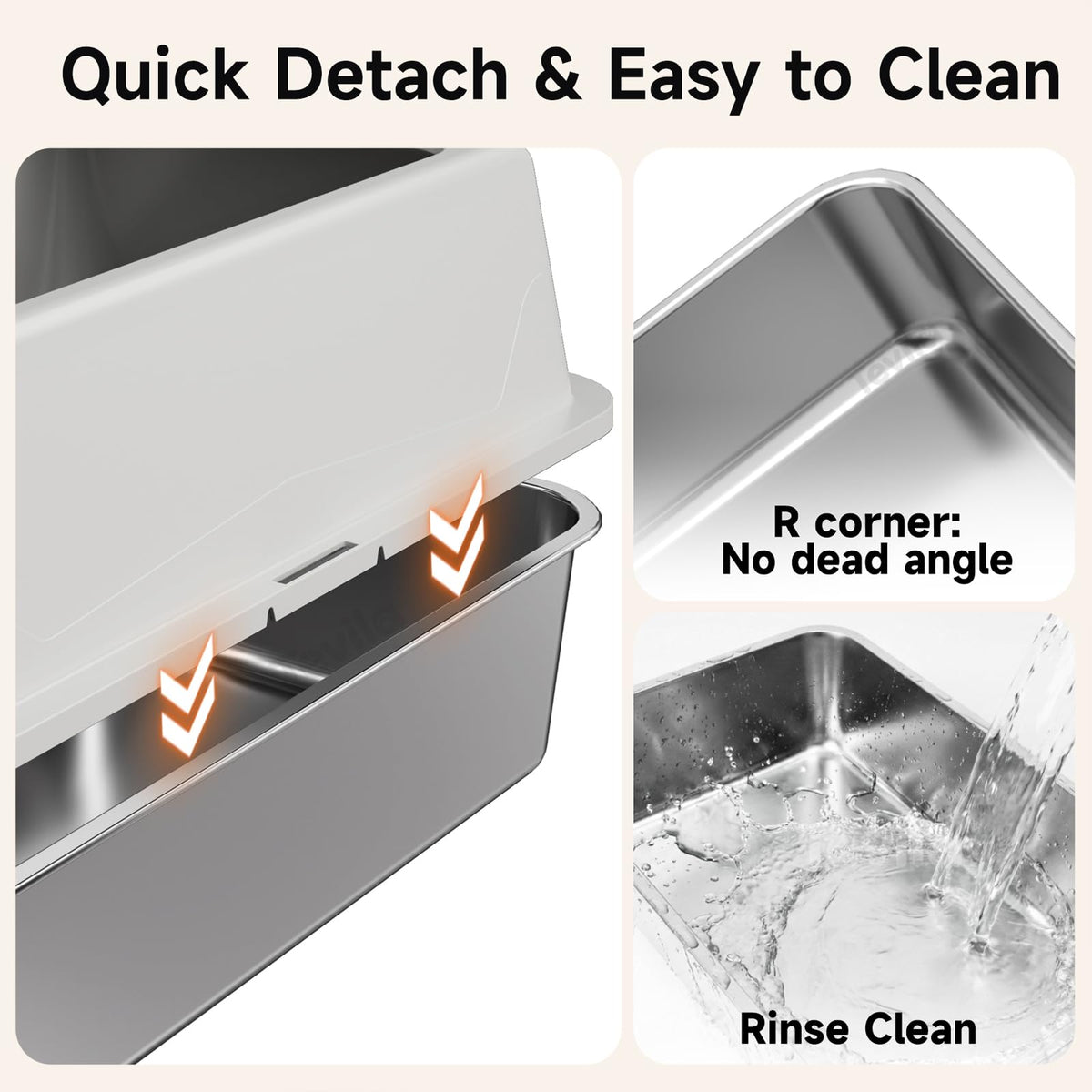 2 Pack XL Stainless Steel Litter Box with High Sides M2218