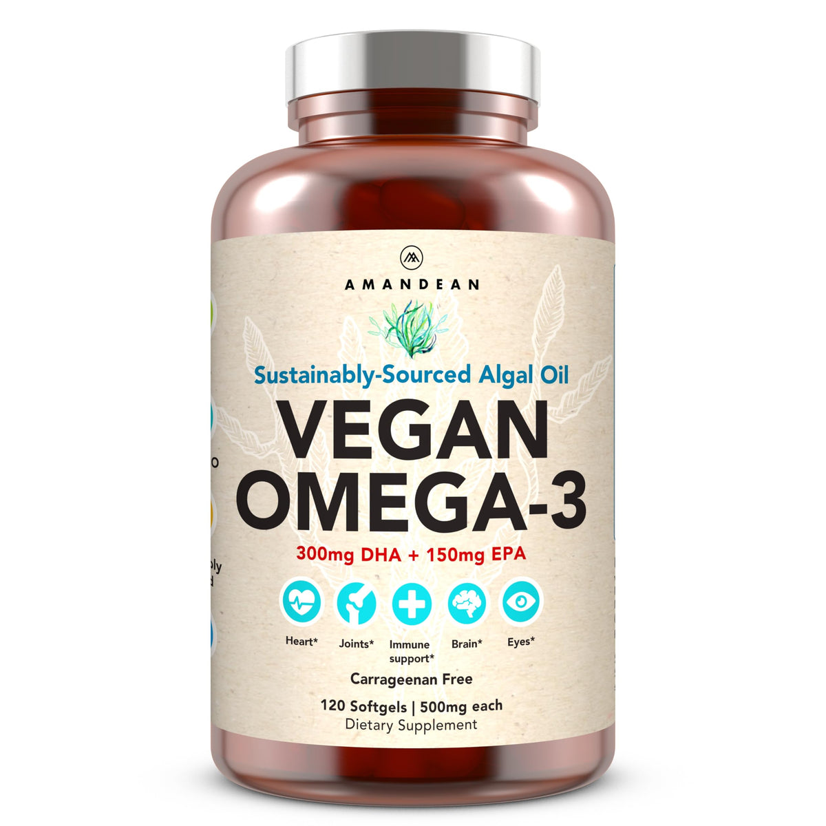 Vegan Omega-3 Algal Oil DHA EPA Softgels, 120ct I24174
