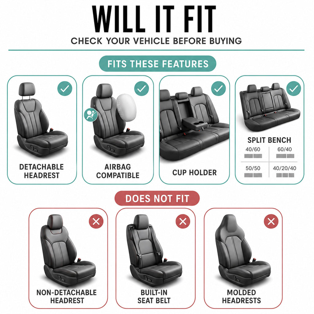 Beige Cloth Car Seat Covers Full Set G2756
