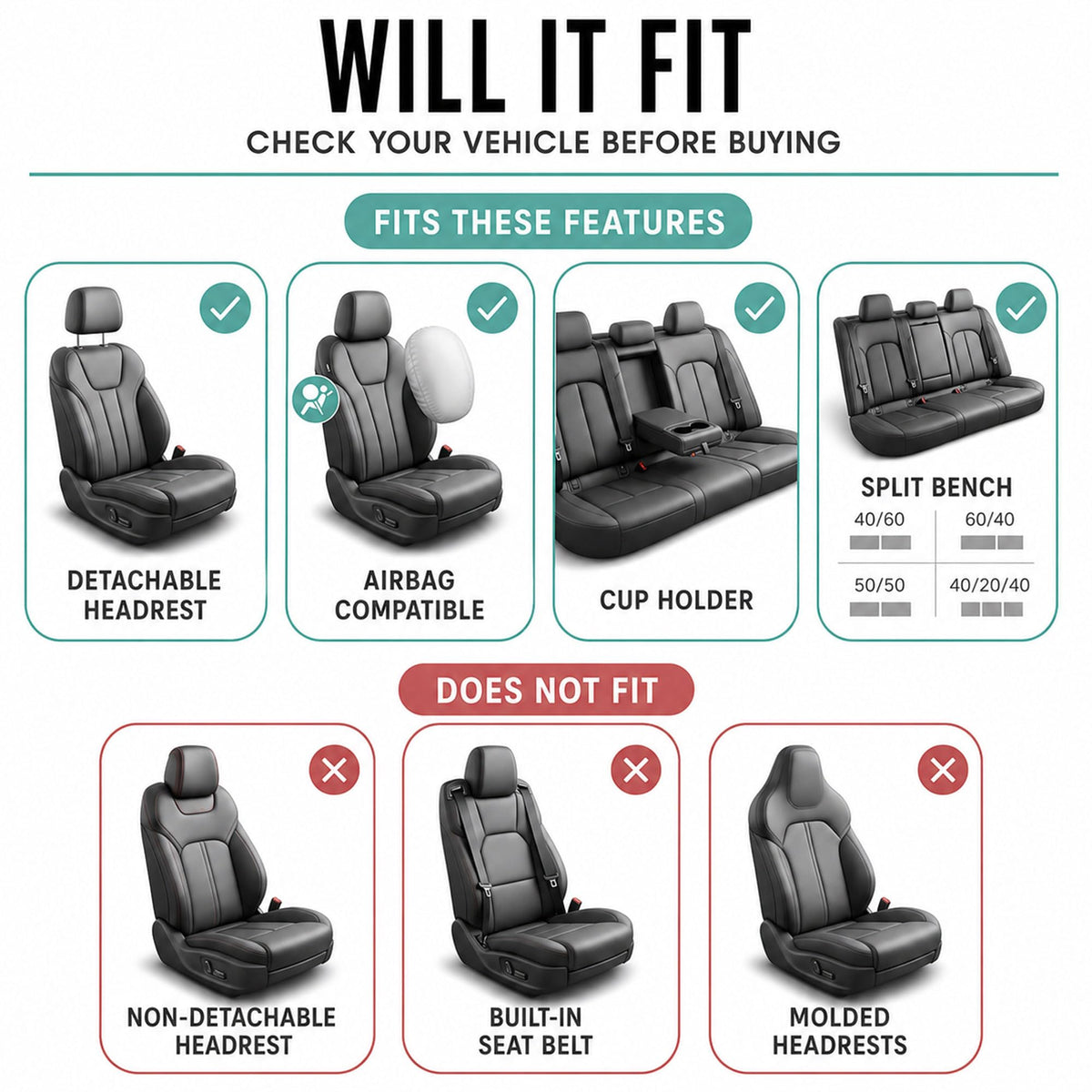 Beige Cloth Car Seat Covers Full Set G2756