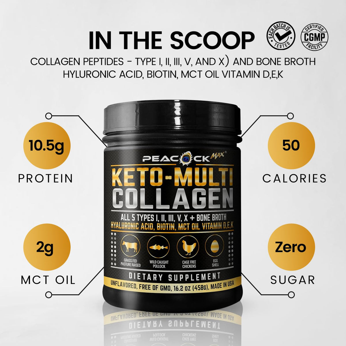 Multi Collagen Protein Powder 16.2 oz Pack of 6 Unflavored L8458