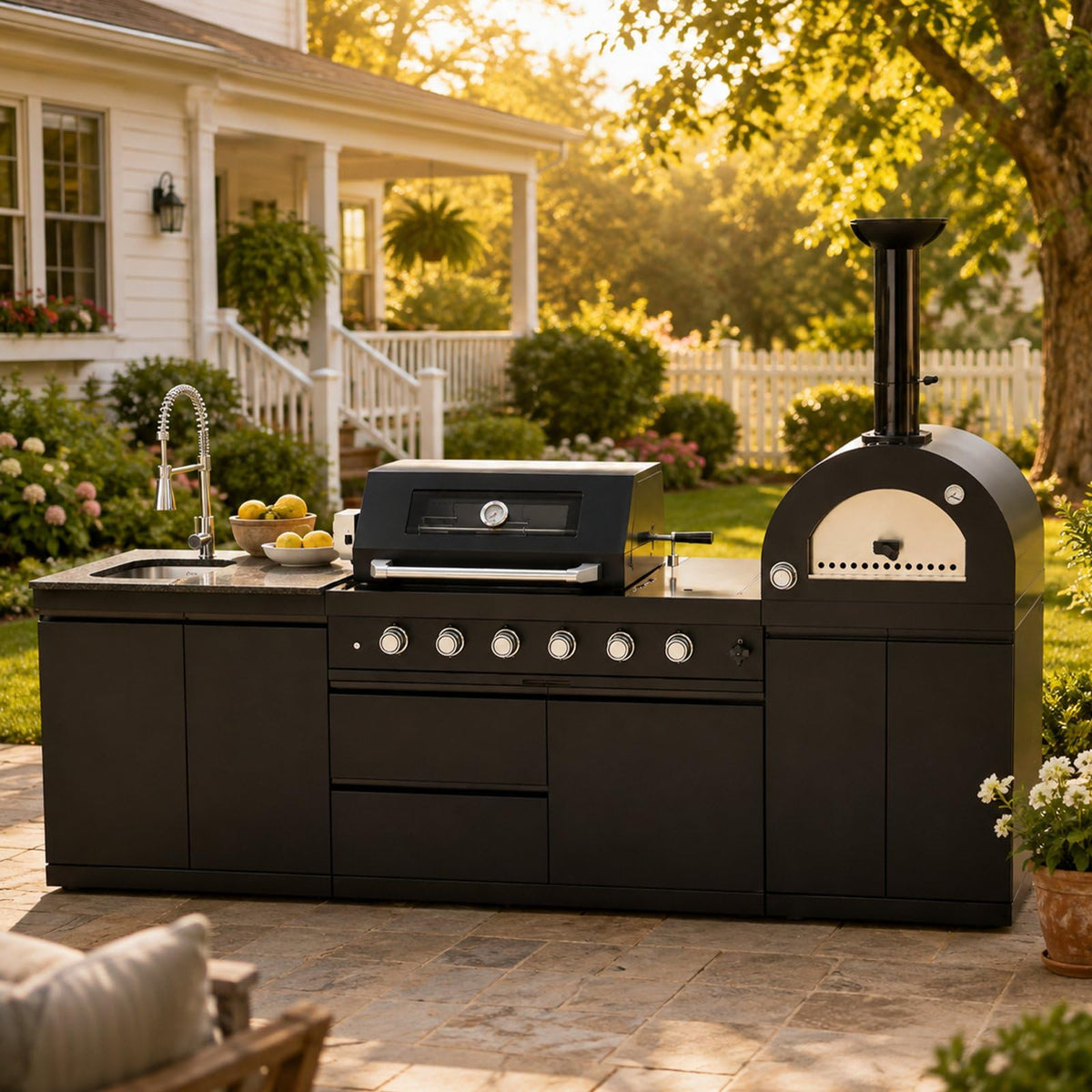106" Propane BBQ Grill with Pizza Oven T720975