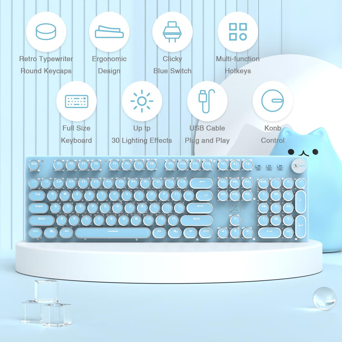 Typewriter Style Retro Mechanical Gaming Keyboard Z9130