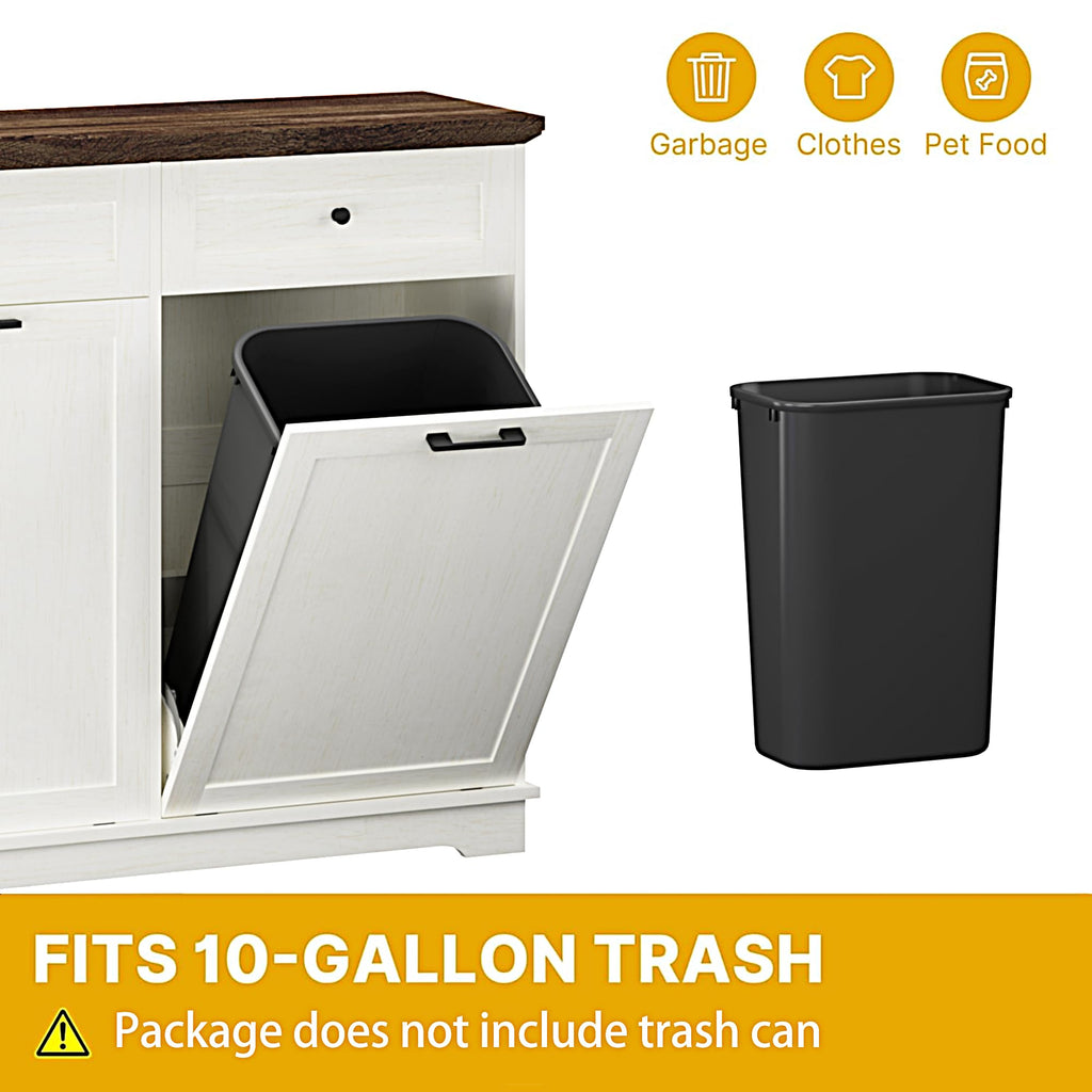 20 Gallon Wooden Tilt Out Trash Can Cabinet with Drawers G650041