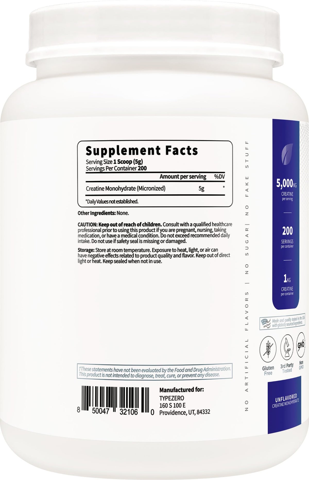 Unflavored Micronized Creatine Monohydrate 1 KG G595
