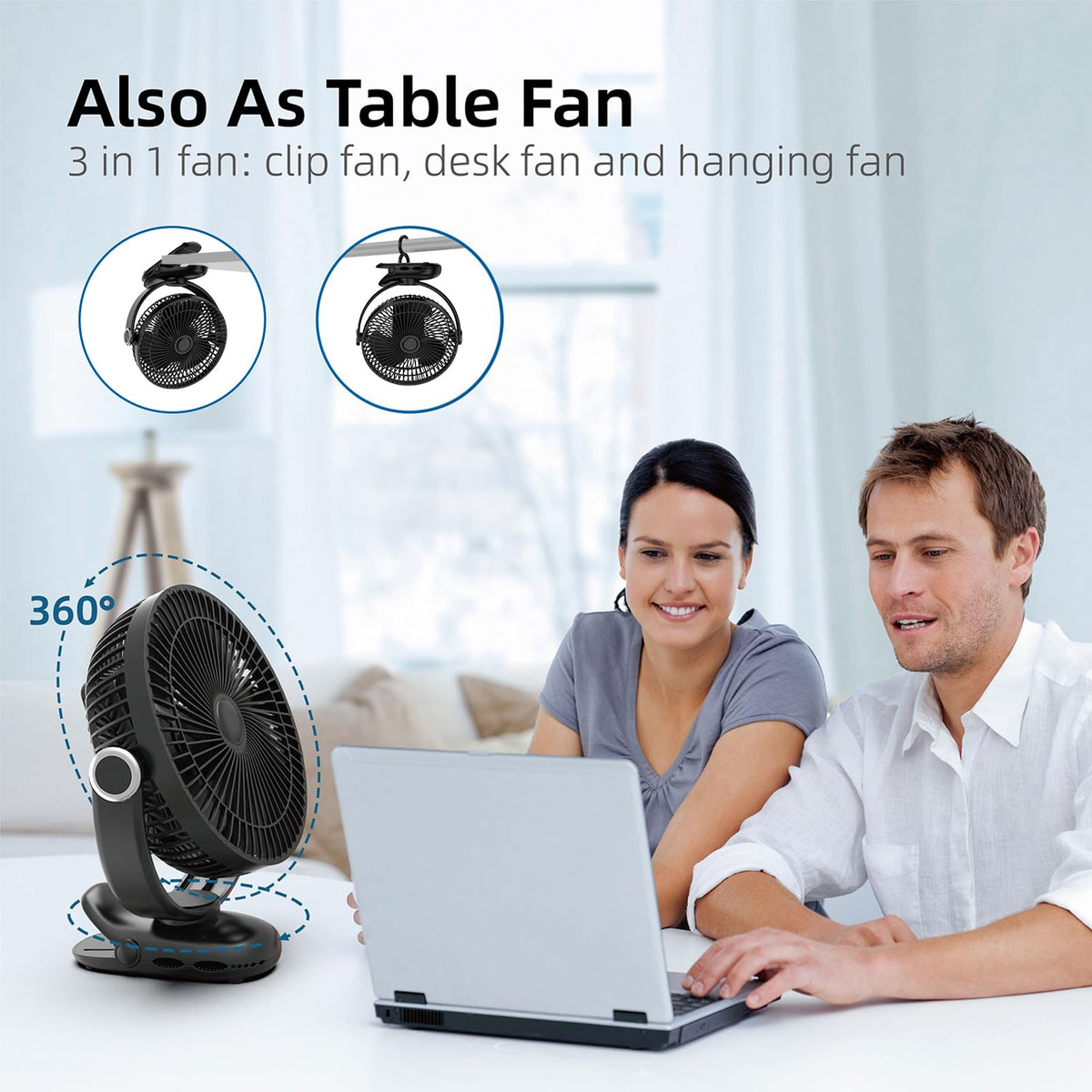 10000mAh 8-Inch Rechargeable Clip on Fan D7854