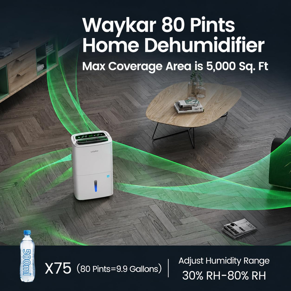 80 Pints Energy Star Dehumidifier with Drain Hose T567037