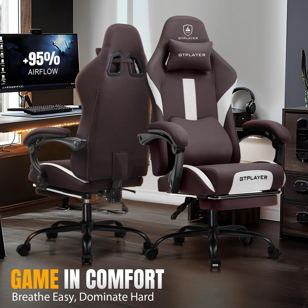 Brown Ergonomic Gaming Chair with Foot Rest Y693