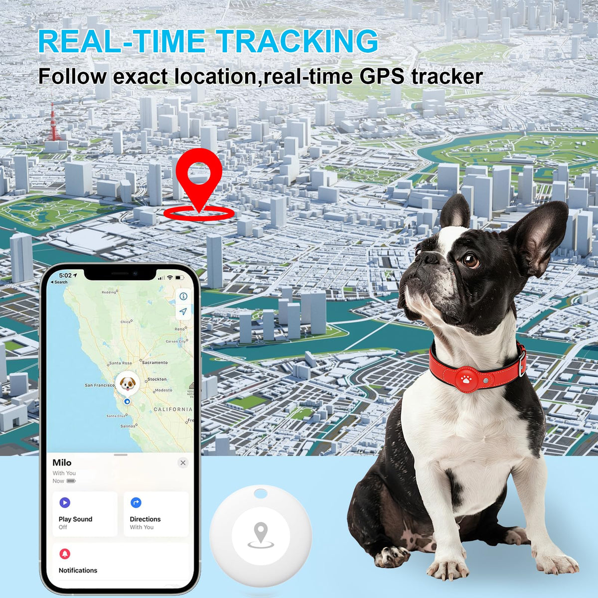 GPS Tracker for Dogs, Pet Location Tracker with Collar T269