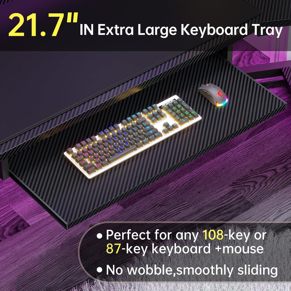 79" Gaming Desk with Fabric Drawers Storage F663