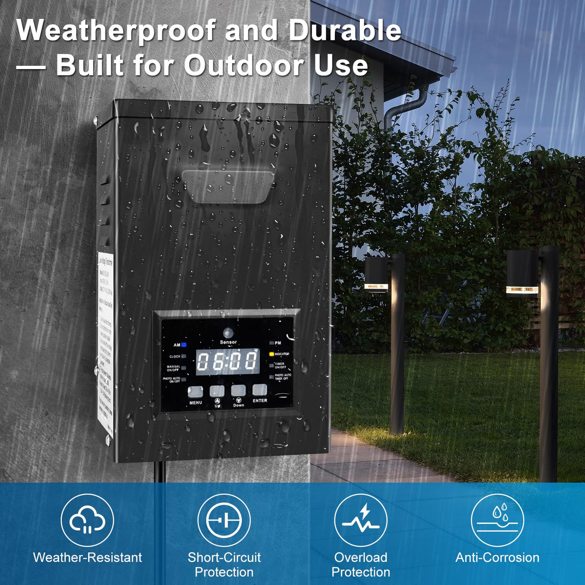 200W Low Voltage Landscape Transformer with Photocell Sensor & Timer E251