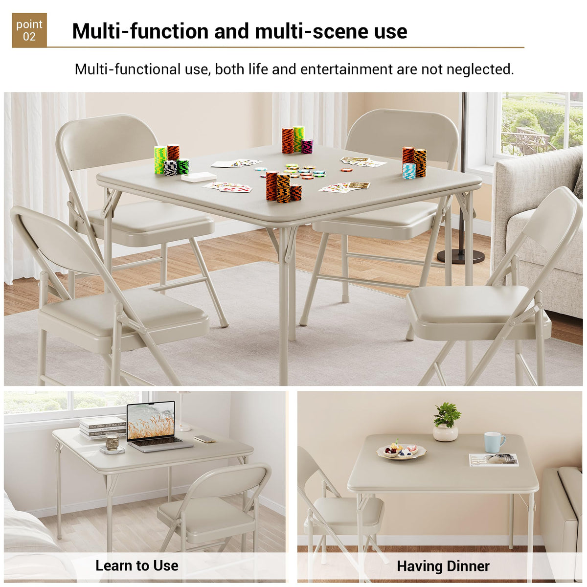 Beige Folding Card Table I96940