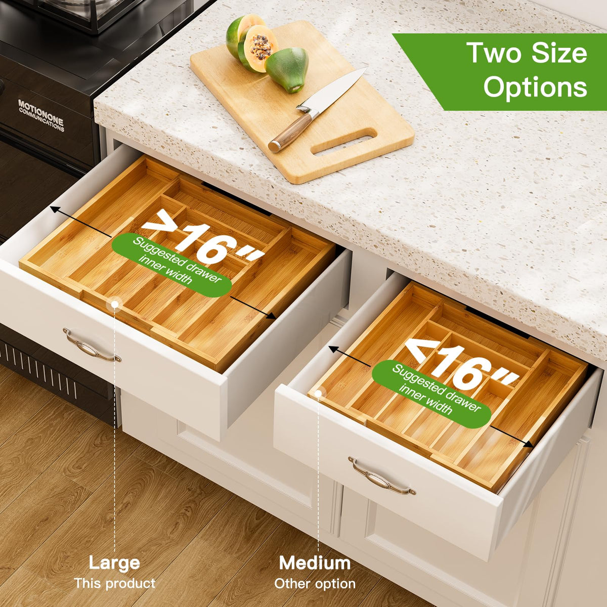 Bamboo Expandable Silverware Drawer Organizer Q1309