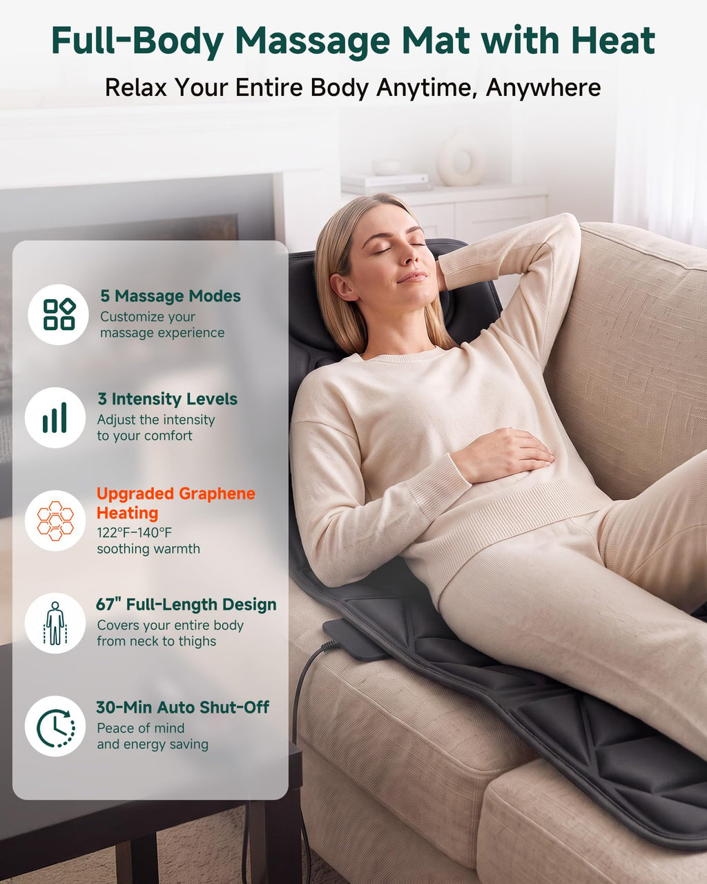 Full Body Massage Mat with Heat H87490
