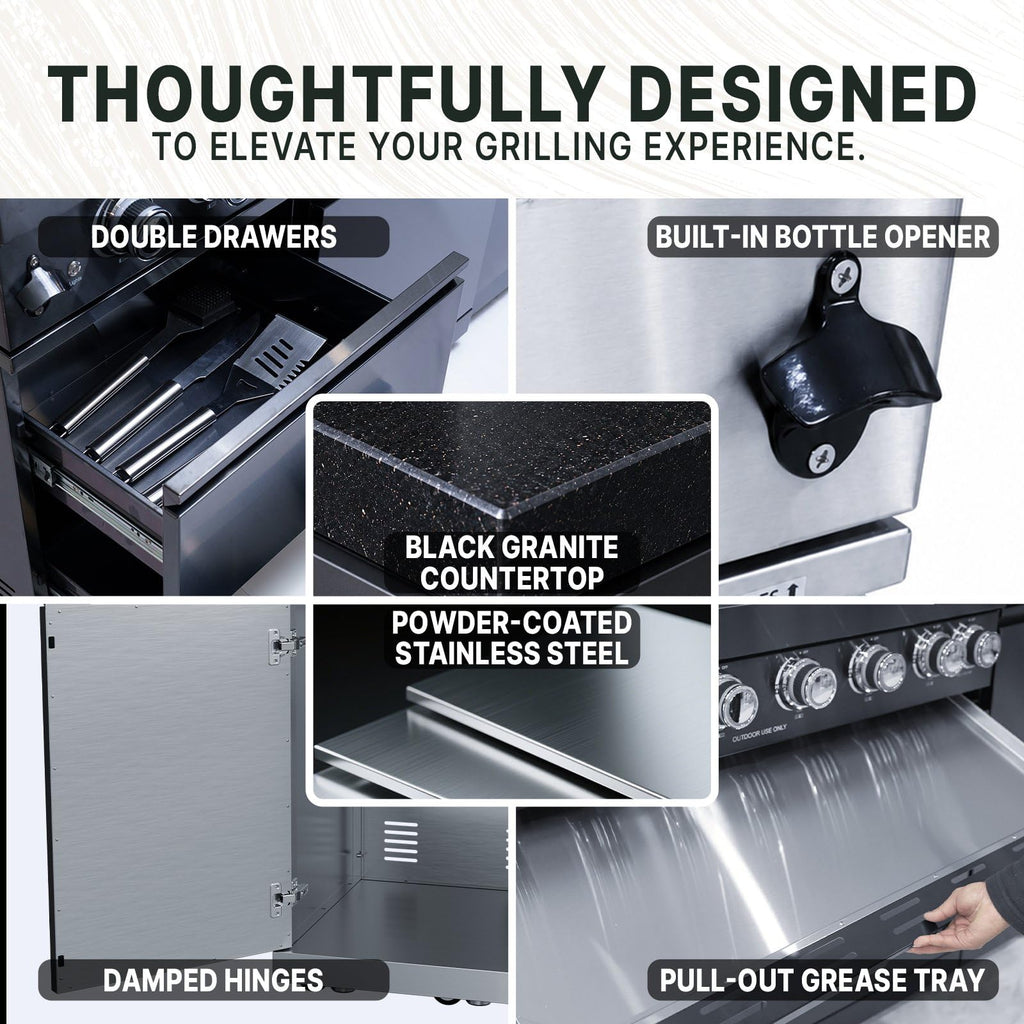 106" Propane BBQ Grill with Pizza Oven T720975
