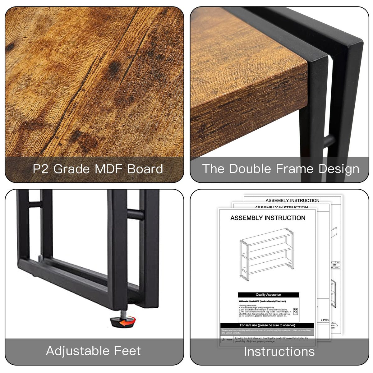3-Tier Wood and Metal Bookshelf I293
