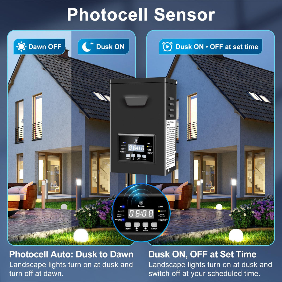 200W Low Voltage Landscape Transformer with Photocell Sensor & Timer E251