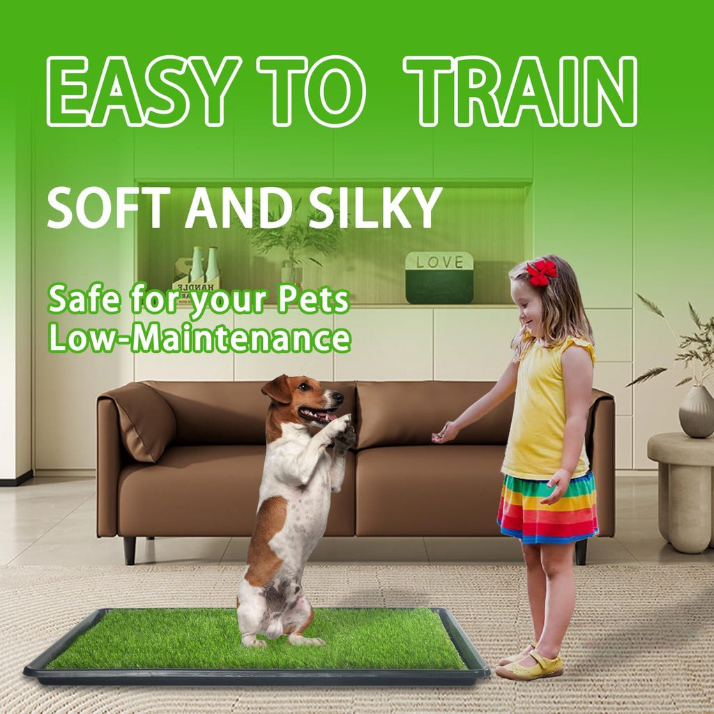 Reusable Artificial Grass Dog Loo System with Tray and Pee Pads, 35x23in F607252