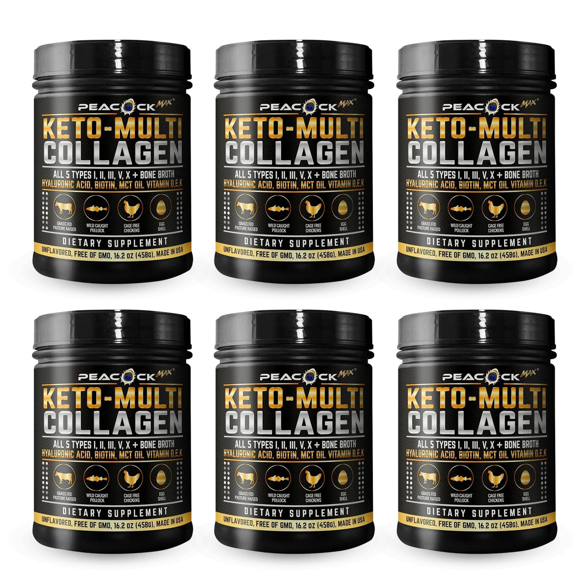 Multi Collagen Protein Powder 16.2 oz Pack of 6 Unflavored L8458