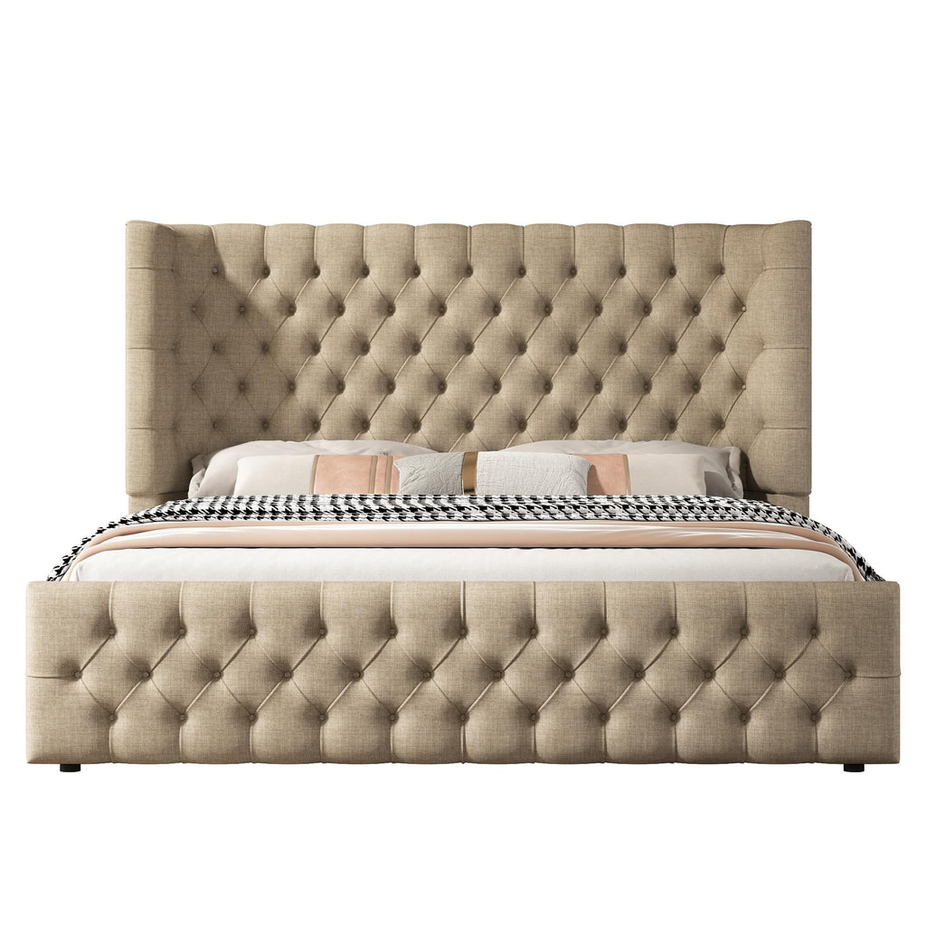 Cal King Bed Frame with Sleigh Headboard & Footboard J8158