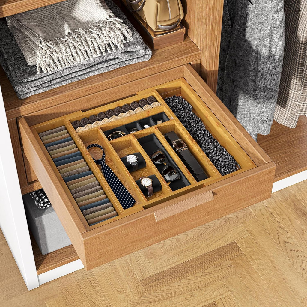 Bamboo Expandable Silverware Drawer Organizer Q1309