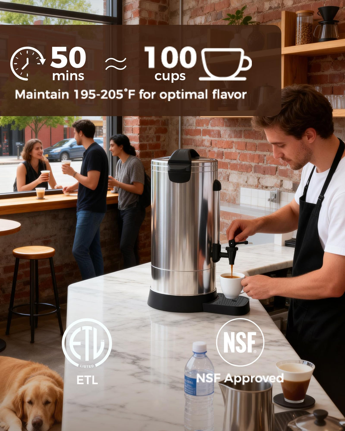 1500W 100 Cup Stainless Steel Commercial Coffee Urn X632