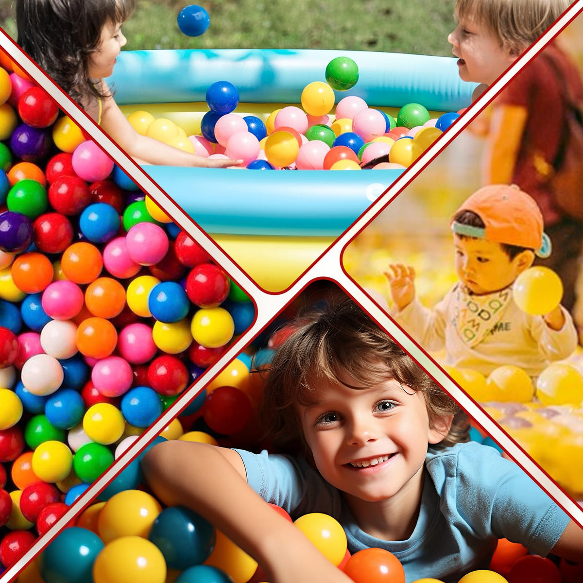 100pcs Crush Proof Plastic BPA Free Non-Toxic Play Balls P76335