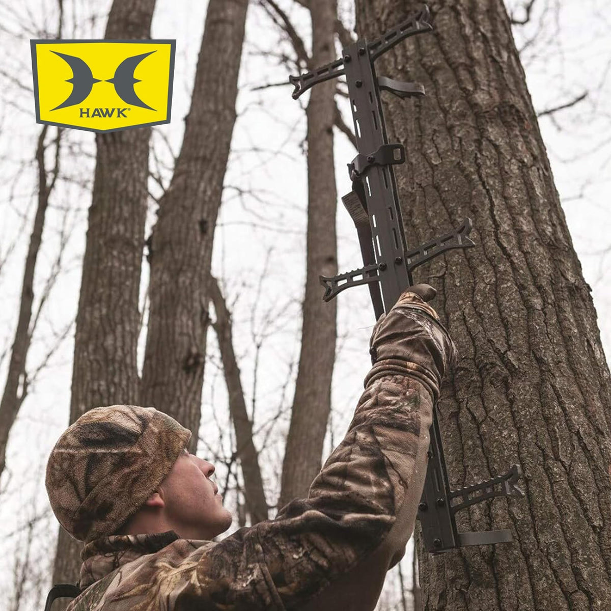 1-Person Tree Stand Platform & Set of 3 Climbing Sticks with Fold-Up Steps N4291