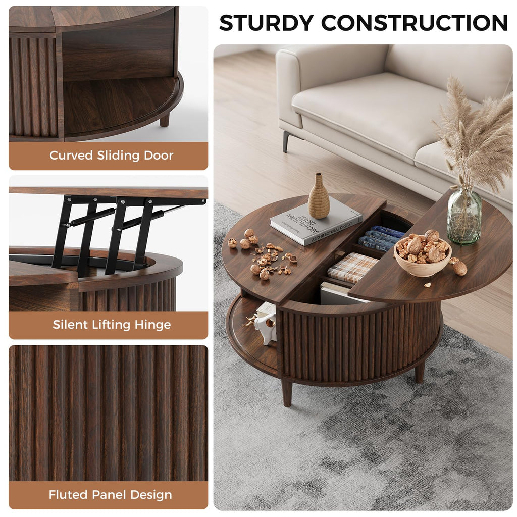 Round Lift Top Coffee Table with Storage B782647