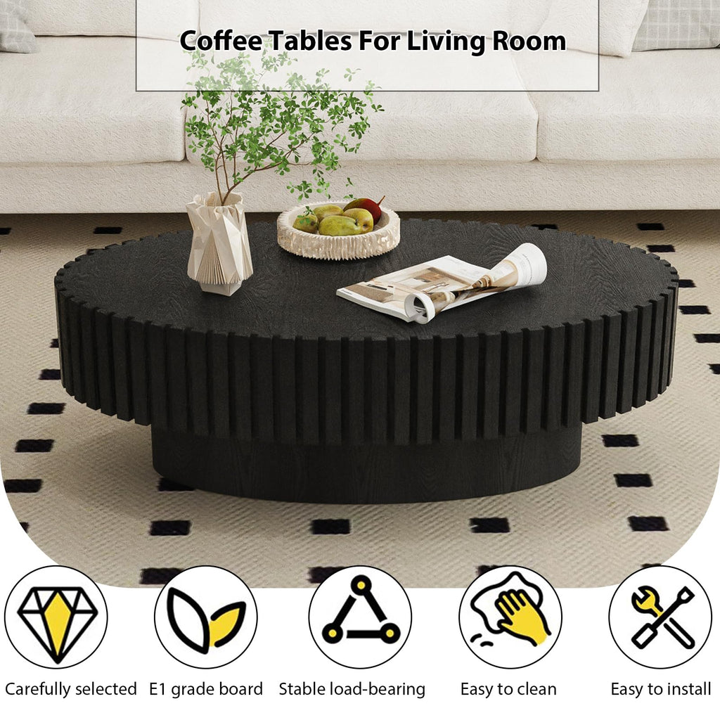 Black Oval Fluted Coffee Table A275033