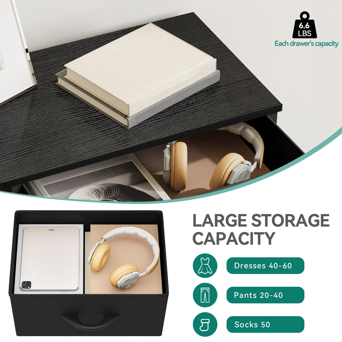 4 Drawer Fabric Dresser H784