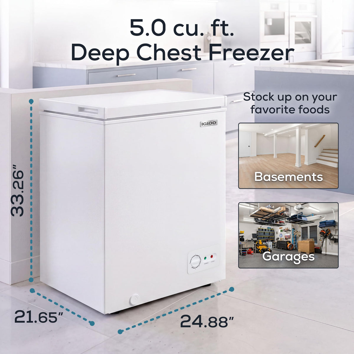 5.0 Cu Ft Upright Deep Freezer with Removable Basket Z366