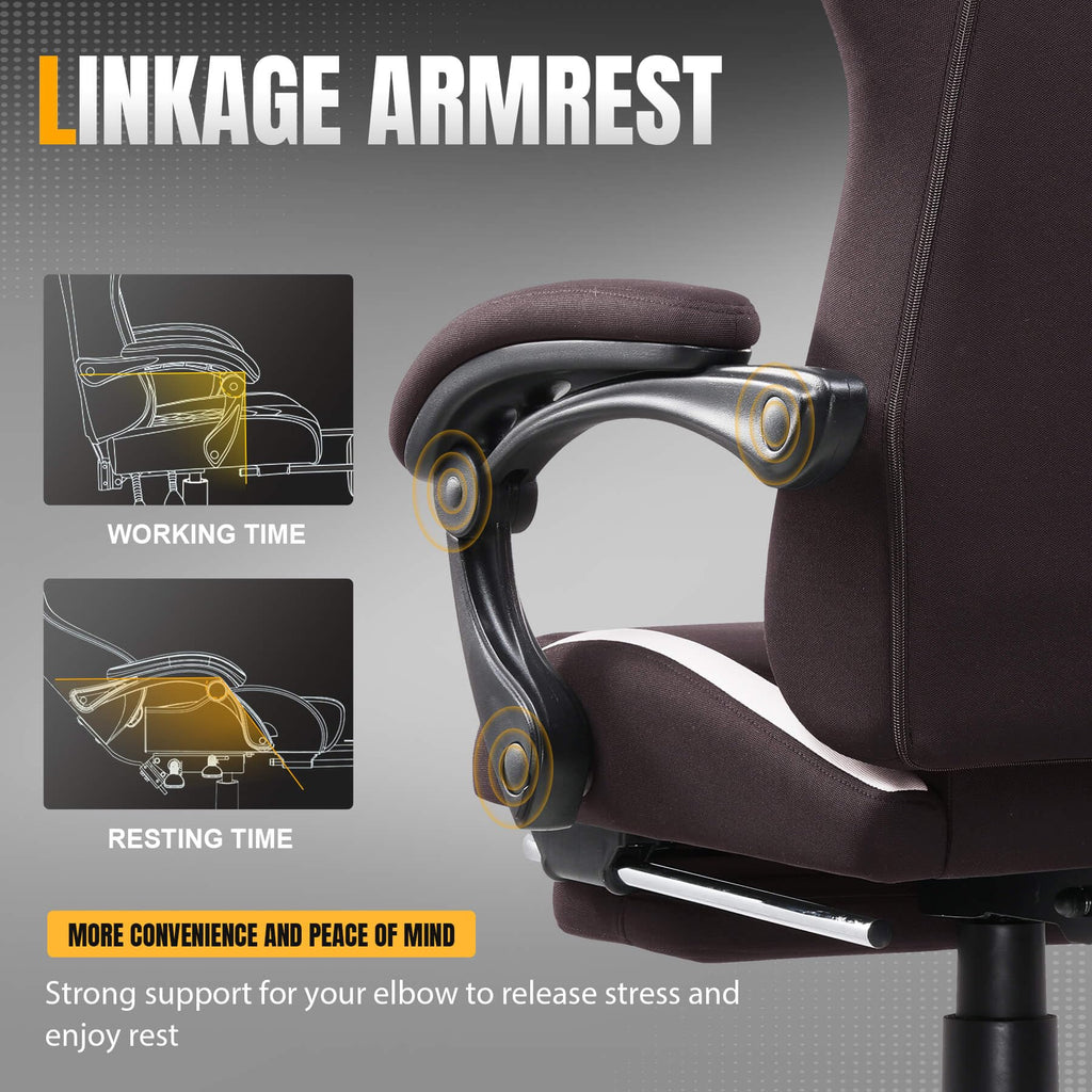 Brown Ergonomic Gaming Chair with Foot Rest Y693