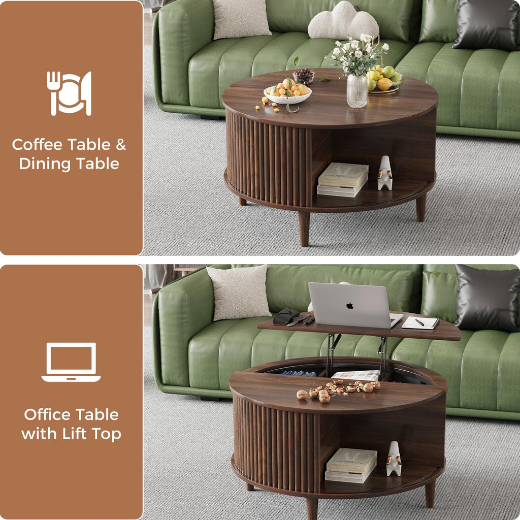 Round Lift Top Coffee Table with Storage B782647